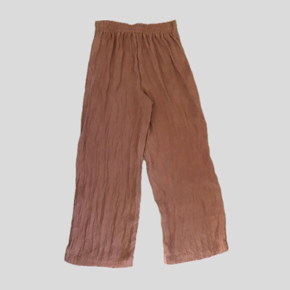 House of Harlow Pastel Pink Lightweight Wide Leg Crinkled Pull On Casual Pants M - Picture 5 of 9